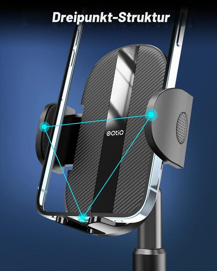 OQTIQ Handyhalterung Auto Getränkehalter – Tasten-Entriegelung &amp; 360° Kugelgelenk | Ausziehbarer Arm