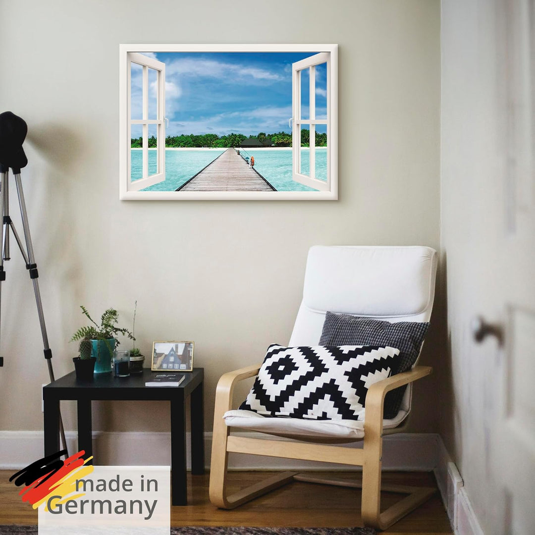 ARTland Leinwandbilder Wandbild Bild auf Leinwand 100x70 cm Landschaften Fensterblick Fotografie Wei