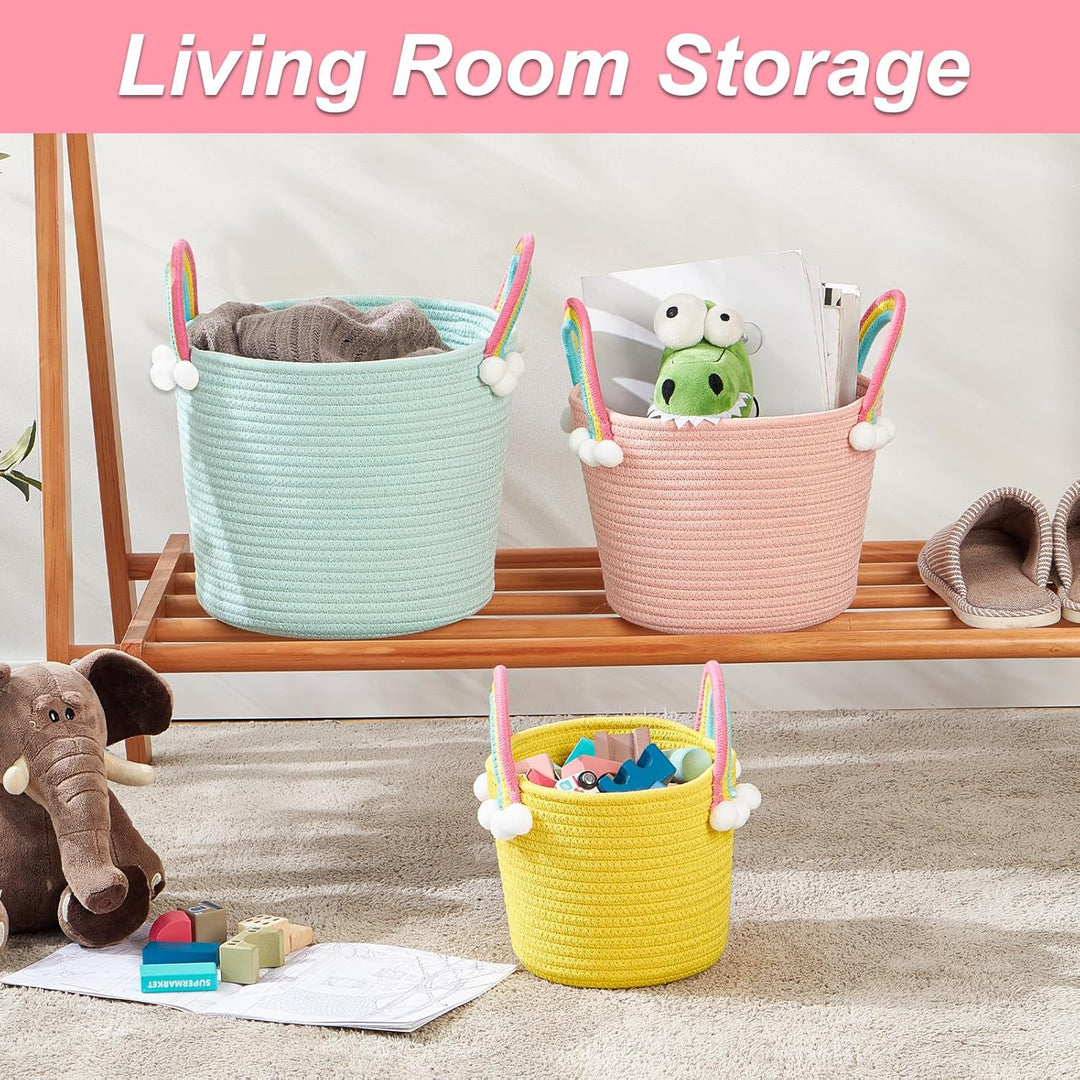 3 Pcs kleine Aufbewahrungskörbe, gewebte Körbe, Hamper Körbe für Geschenke leer, Spielzeugkorb, Seil