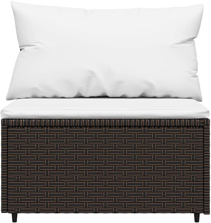 vidaXL 4-TLG. Garten-Lounge-Set mit Kissen Braun Poly Rattan Eckteil+2xMittelteil+Tisch Braun, Eckte