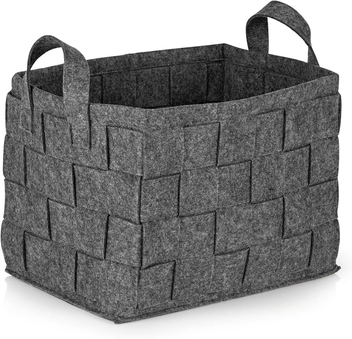 N8WERK Filz-Aufbewahrungskorb mit Griff 35x25x25cm | Ideal zur Aufbewahrung von Kaminholz & Zeitschr