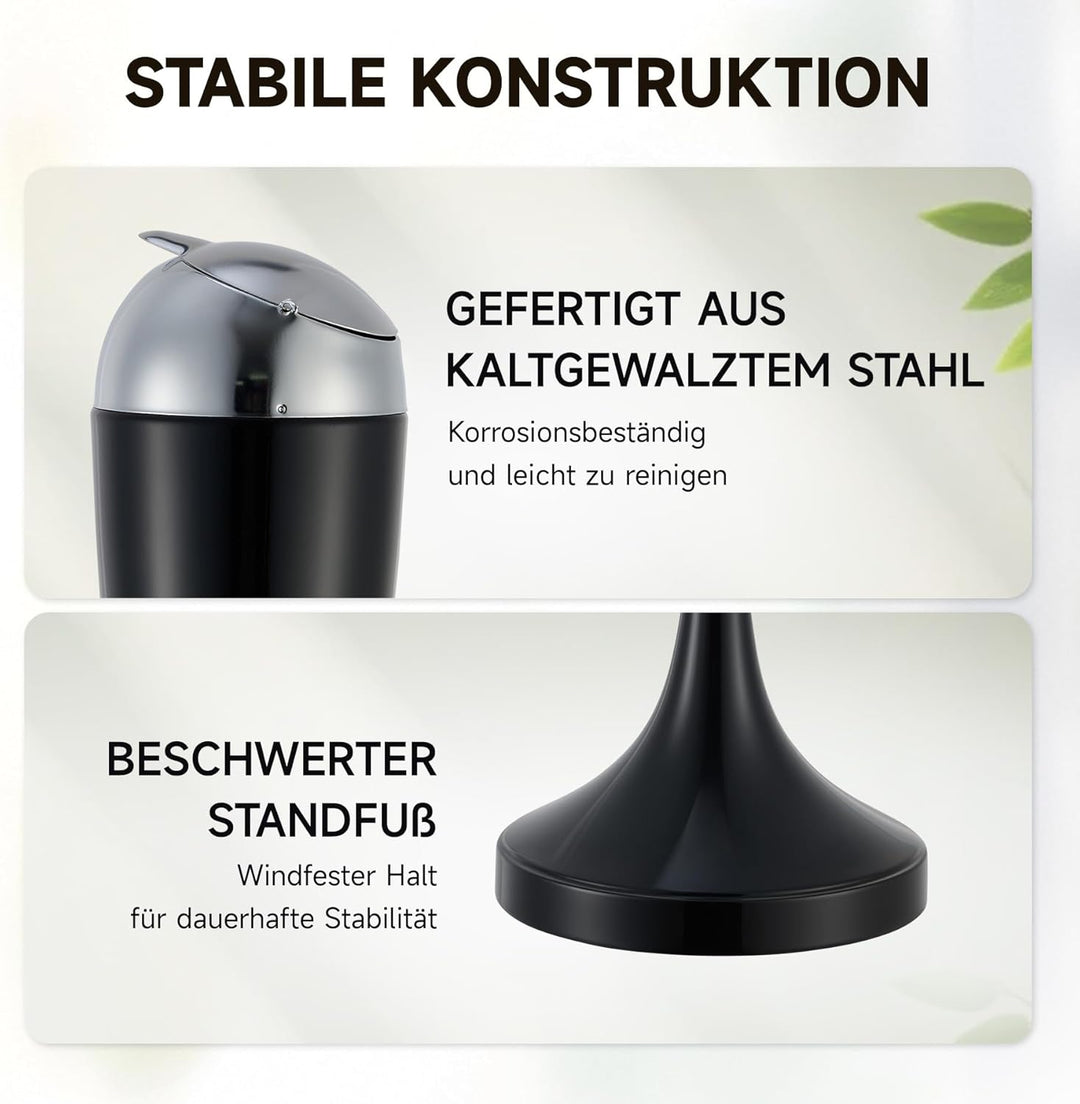 CO-Z Standaschenbecher Edelstahl Aschenbecher mit Deckel für Drinnen Höhenverstellbar Stand Aschenbe