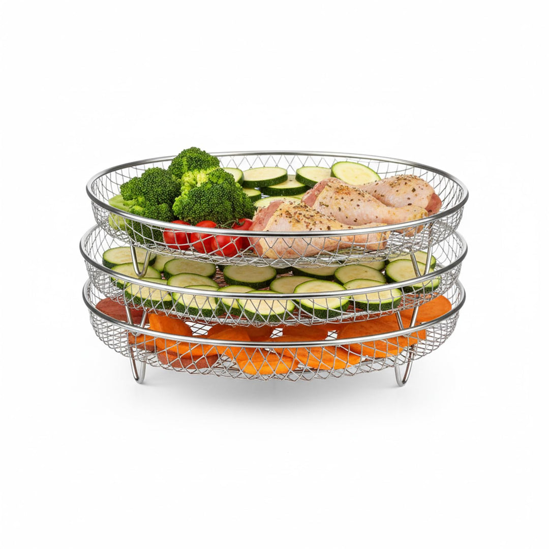 Heissluftfritteuse Zubehör, 3x stapelbare 304 Edelstahl Airfryer Racks | Kompatibel mit AF300EU/AF40