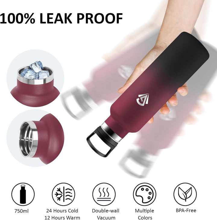 Trinkflasche Edelstahl- Wasserflasche 750ml- BPA-Frei- Thermosflasche mit Strohhalm- Isolierflasche