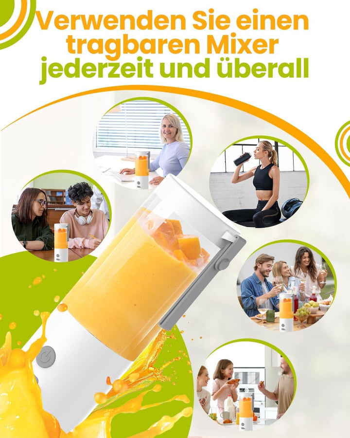 Tragbarer Mixer 2026 New, 450 ml 6-Klingen-Entsafterbecher für Smoothies und Shakes, Mini Smoothie M