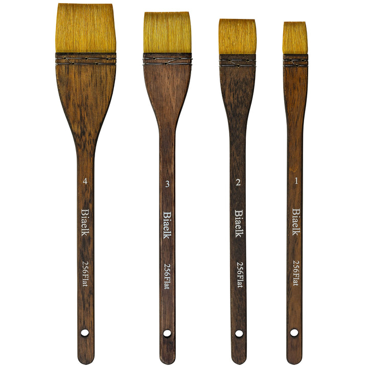 Biaelk 256Flache 4 Stück Ziegenhaar Holzgriff Aquarell Künstlerfarbe Kunstbedarf Pinsel Grösse #1#2#