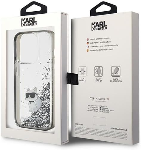 KARL LAGERFELD KLHCP15LLKCNSK Hülle für iPhone 15 Pro 6.1" transparent hardcase Liquid Glitter Choup