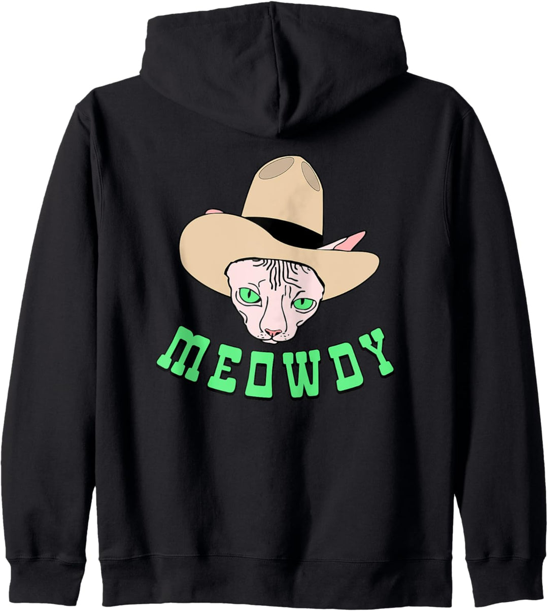 Glatze Sphynx Katze Miau Grüss dich Meowdy Lustiges Wortspiel Kapuzenjacke