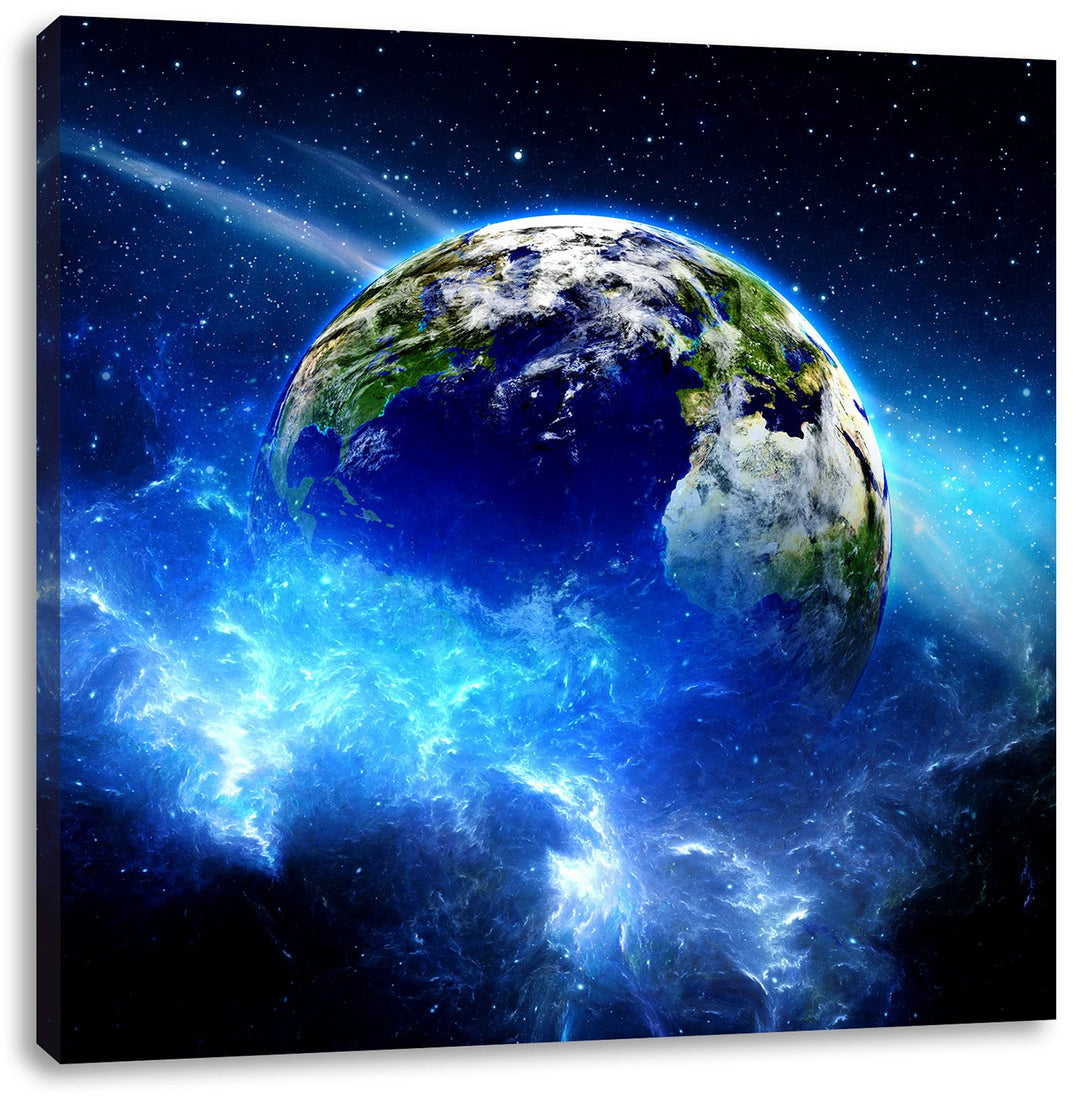 Pixxprint Planet Erde, Format: 70x70 auf Leinwand, XXL riesige Bilder fertig gerahmt mit Keilrahmen,