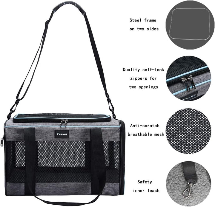 Vceoa 48,3 x 30,5 x 30,5 cm Katze, Hundetrage für Haustiere bis zu 10 kg, weiche Katzentasche, Tier-