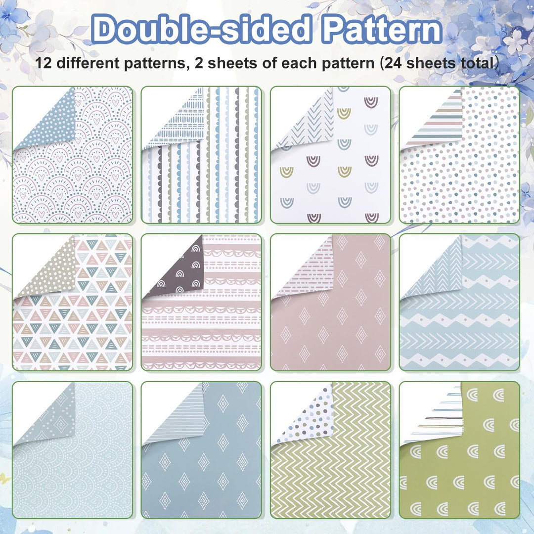Nuyoah Scrapbooking Papier Scrapbook Zubehör 24 Blat Buntes Doppelseitiges 12 inch Junk Journaling Z