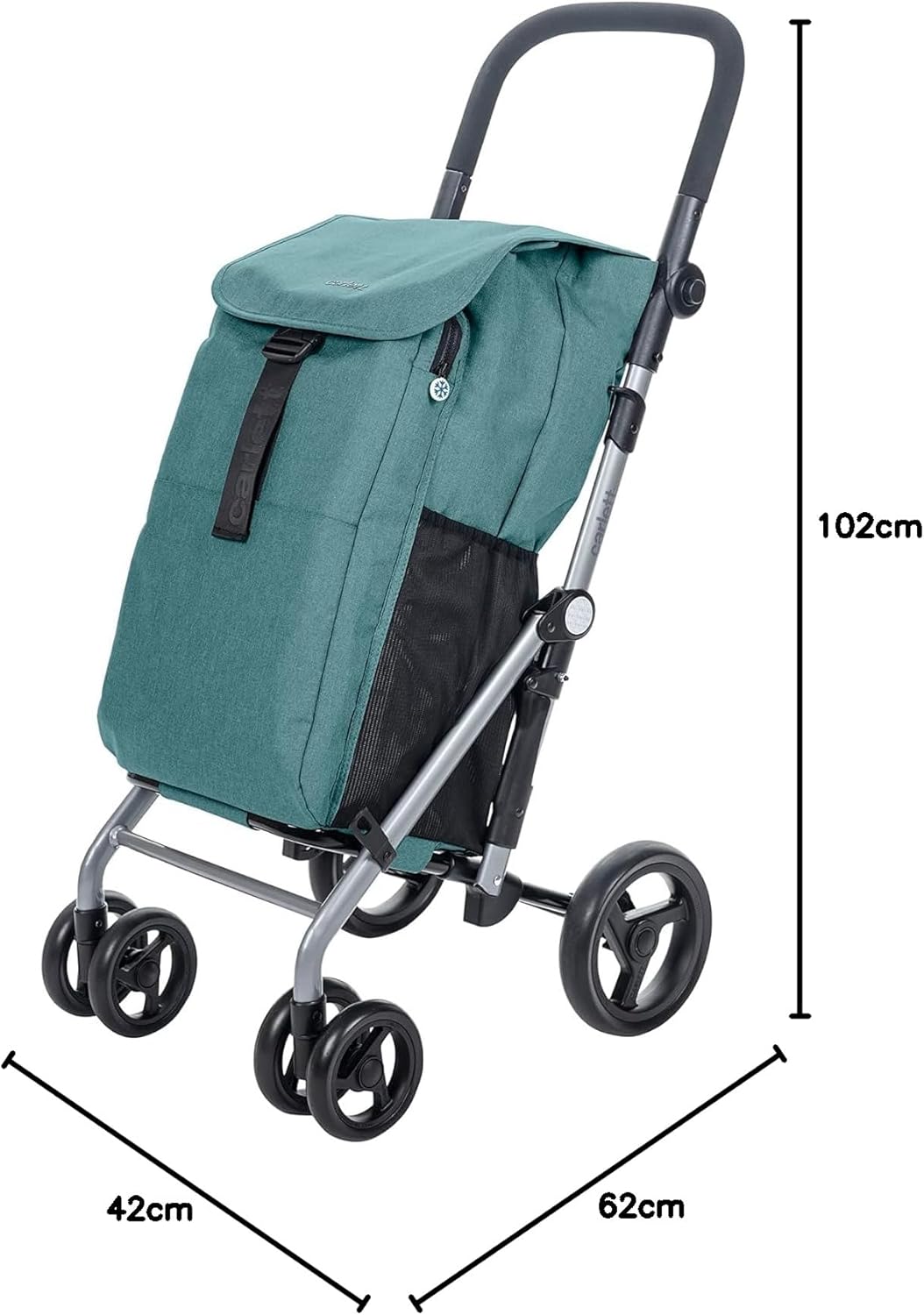 Carlett – Classic Duo | Faltbarer Einkaufswagen mit Gratis-Haken | Robuster Einkaufswagen | 4 Räder