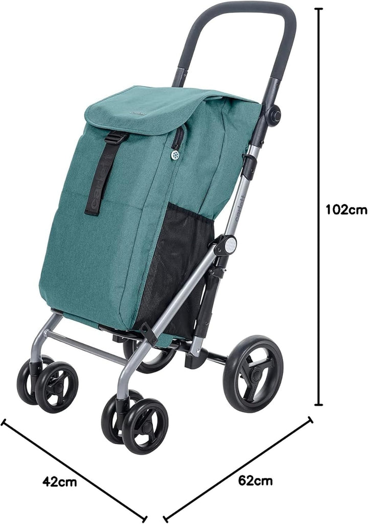 Carlett – Classic Duo | Faltbarer Einkaufswagen mit Gratis-Haken | Robuster Einkaufswagen | 4 Räder