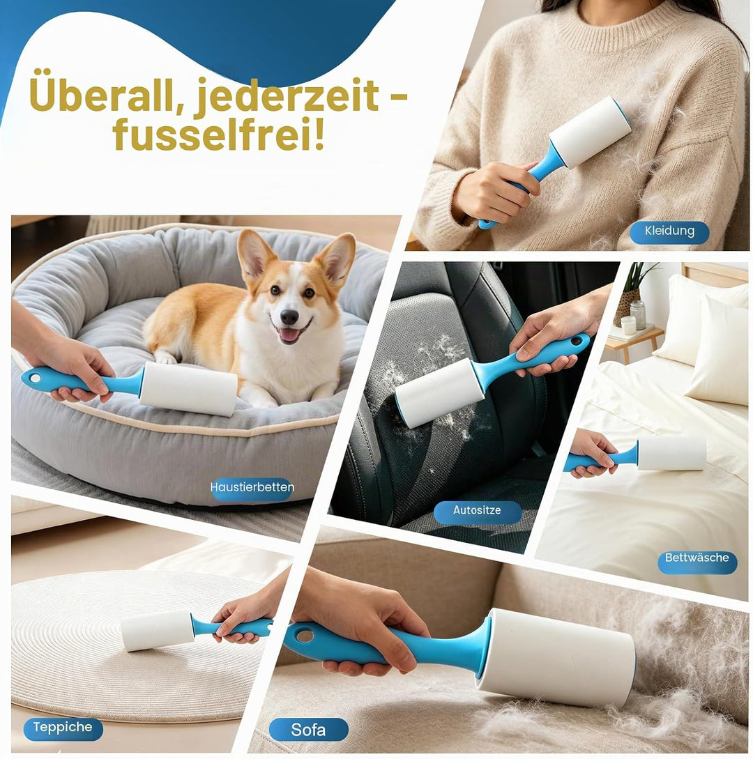 1440 Blatt Fusselrolle Tierhaare,12 Rollen Extra Stark Fusselroller Kleidung mit 2 Griffen,Starke Kl