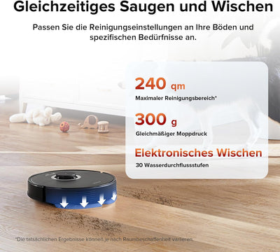 roborock Q7 Max Saugroboter mit Vollgummibürste, 4200Pa Saugkraft, Staubsauger Wischroboter PreciSen