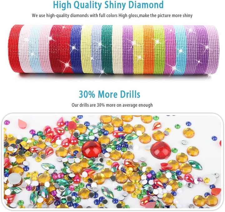 DCIDBEI 4 Pack 5D Special Shape Diamond Painting Strass Special Frauen mit Hut 30x30cm Diamant Maler
