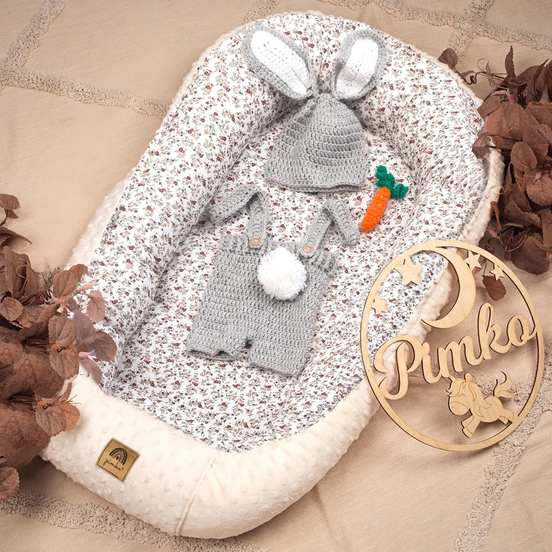 PIMKO Babynest 2 seitig Minky Babynestchen für Baby Kuschelnest Babykokon für Säuglinge und Neugebor