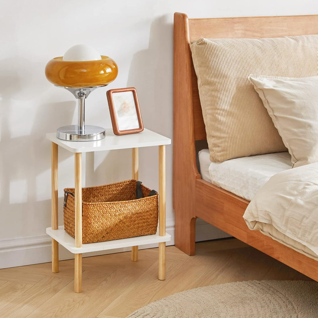 IBUYKE Holz Beistelltisch, Nachttische mit 2 Ebenen, 39x29x53cm, Couchtisch, Sofatisch, für Schlafzi