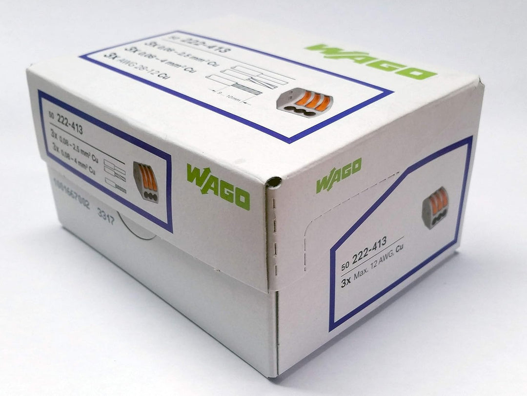 WAGO 222–413 3 Leiter-Terminalblock mit Hebel, 4 mm maximale, 100 pack, 100, 100