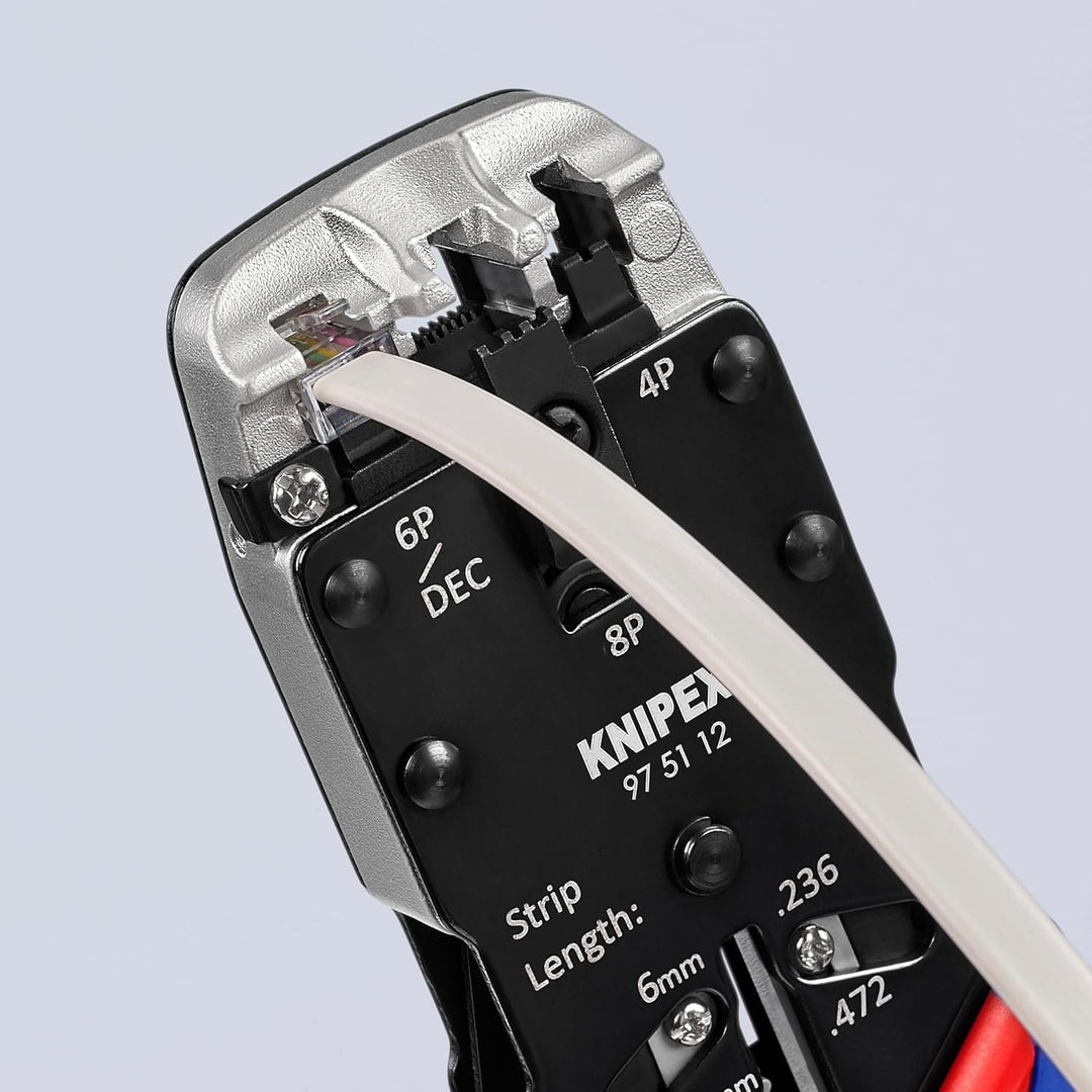 Knipex Crimpzange für Westernstecker brüniert, mit Mehrkomponenten-Hüllen 200 mm (SB-Karte/Blister)