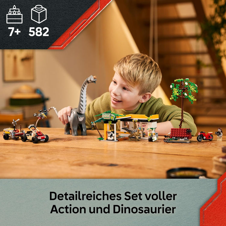 LEGO Jurassic World Raptor & Titanosaurus: Grosse Fährtensuche – 2 Spielzeug Dinosaurier Figuren, EI