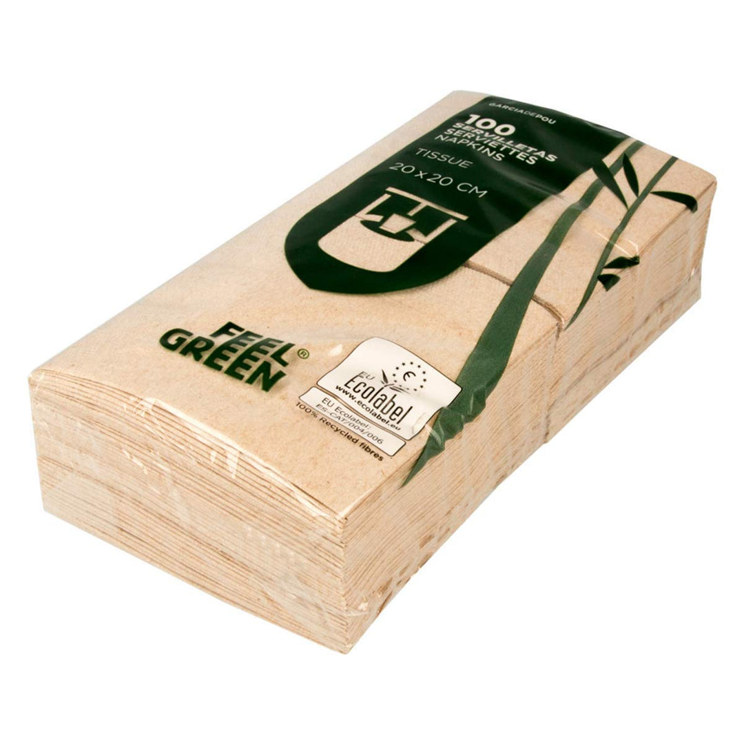 Servietten Ecolabel 2-Lagig 18 G/M2 20X20 Cm Natur Recycelt Tissue - 4800 Un.