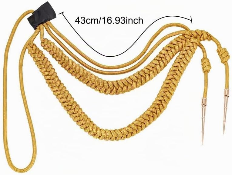 Namvo Goldene Schulterklappen, Aiguillette, geflochtene Schulterkordel, Abzeichen für Uniform, Cospl