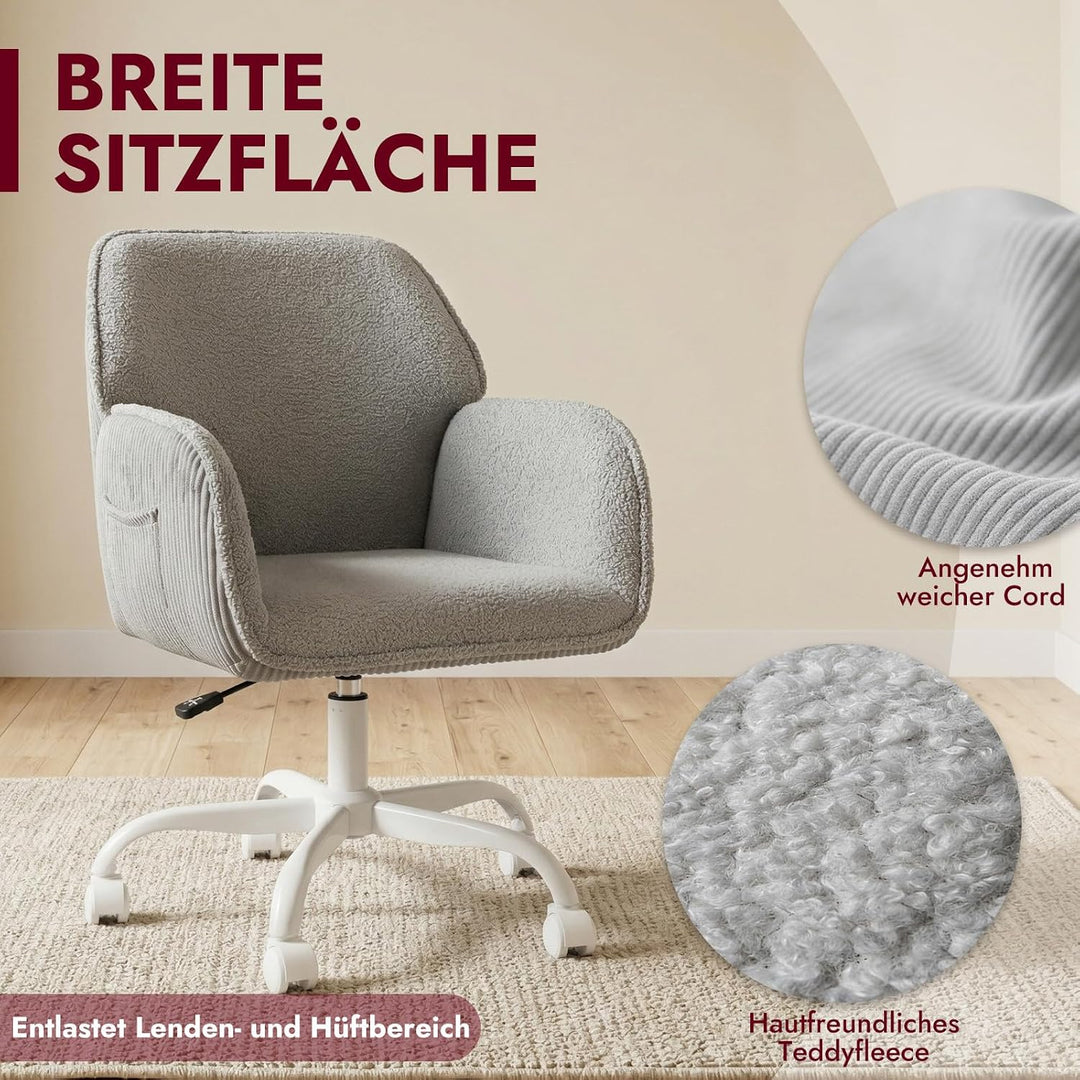 Bürostuhl Schreibtischstuhl Homeoffice Stuhl Schminktisch Stuhl – Sherpa- &amp; Cordstoff, Ergonomisch m