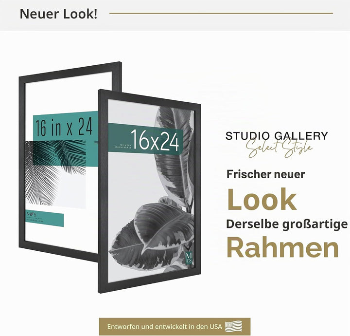 MCS Studio Galerierahmen, schwarze Holzmaserung, 40,6 x 61 cm, 2 Stück Schwarz Holz-Optik 16 x 24 in