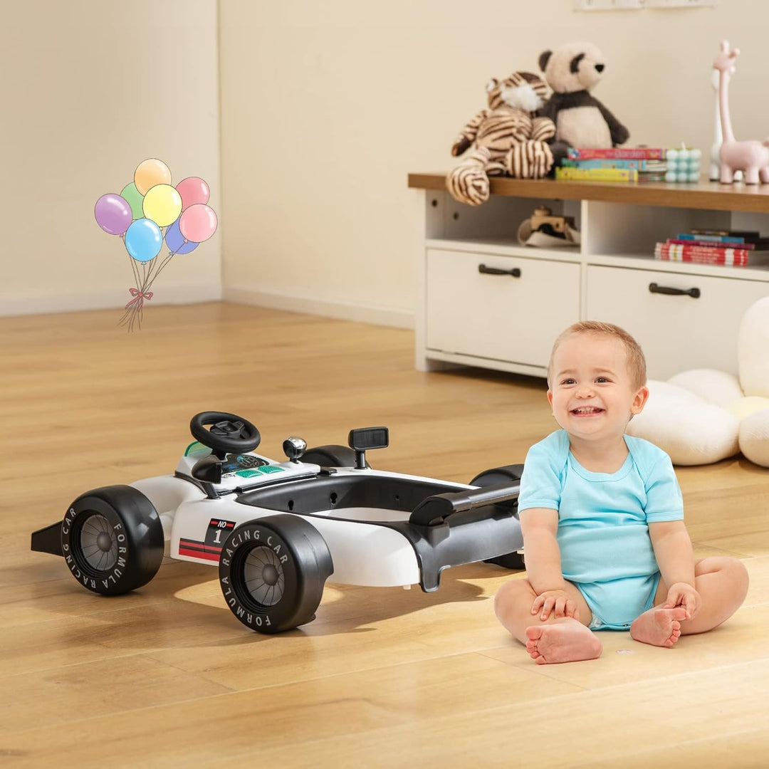 DREAMADE Lauflernhilfe, 4 in 1 Autoförmiger Lauflernwagen mit einstellbarer Geschwindigkeit, Musik &