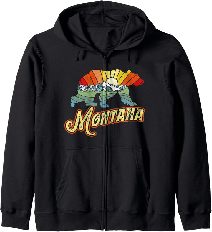 Montana Grizzly Bear Nature & Mountains Graphic Kapuzenjacke