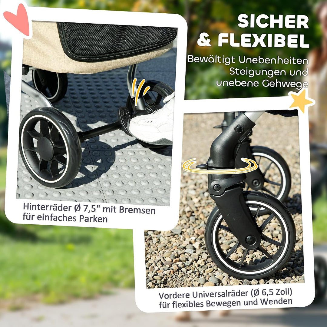PawHut Hundewagen leicht Hundebuggy aus Aluminium klappbar für Hunde &amp; Katzen Katzenbuggy mit Kissen