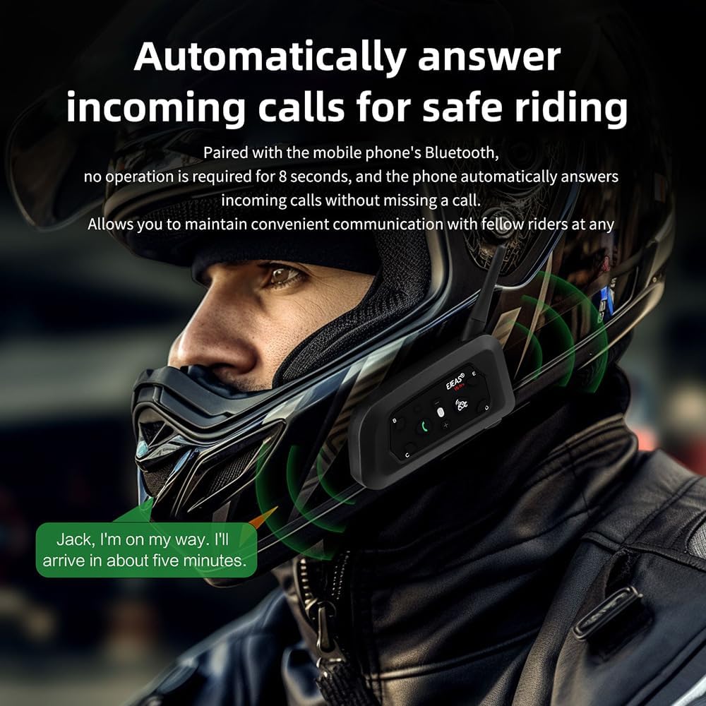 Qaurora V6 BT Interphone 1200M Bluetooth Motorrad Motorrad Helm Gegensprechanlage Headset mit Duplex