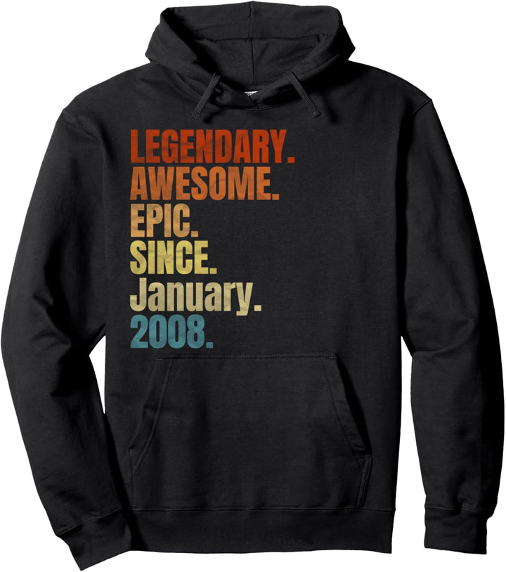 Retro Legendary Since January 2008 T Shirt 12 Years Old Pullover Hoodie