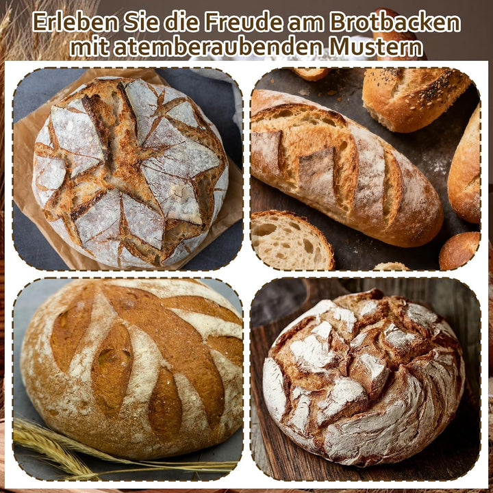 Gärkorb Brot Set Sauerteig Starter Set mit 2 faltbare Gärkörbchen Teigschaber Brot Sling und Teigrüh