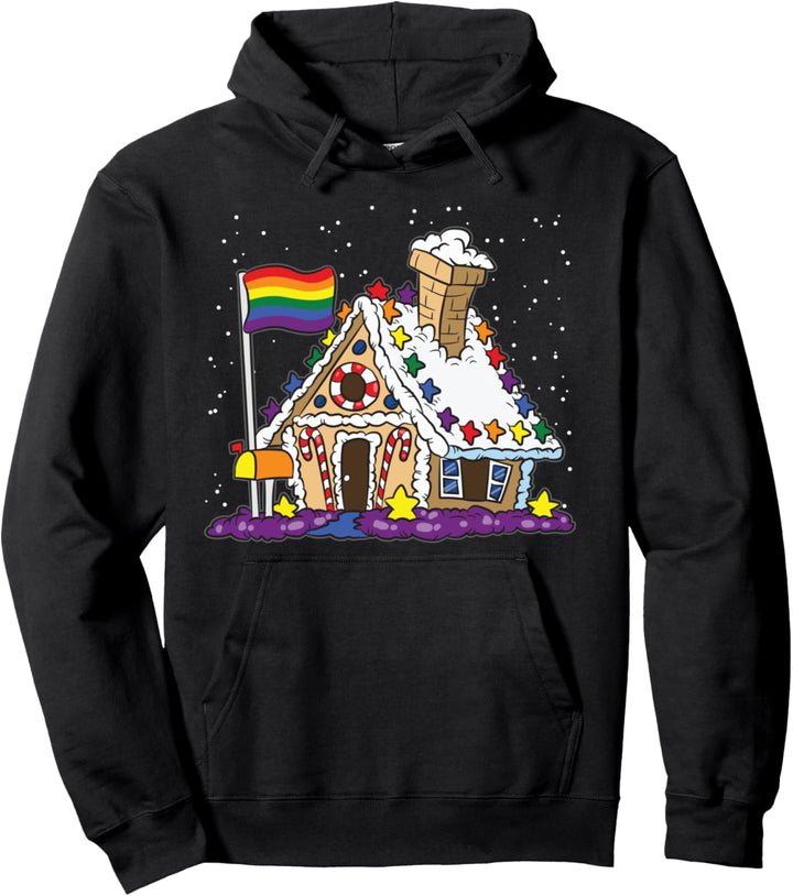 Regenbogen-Pfefferkuchenhaus für stolze Schwule und Lesben Pullover Hoodie