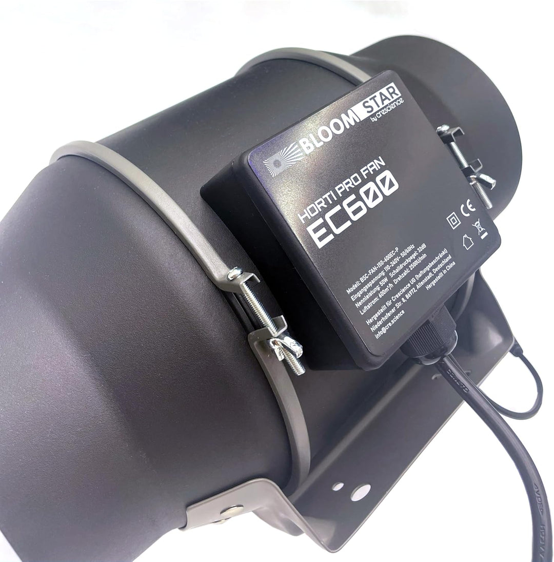 by Crescience Horti Pro Fan EC600 150mm EC-Motor Rohrventilator 600m³/h, Abluftventilator 2500RPM, f
