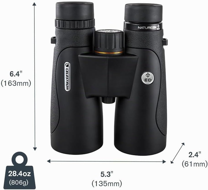 Celestron 72336 Nature DX ED 12x50 Fernglas für Natur- und Vogelbeobachtungen mit Objektivlinsen mit
