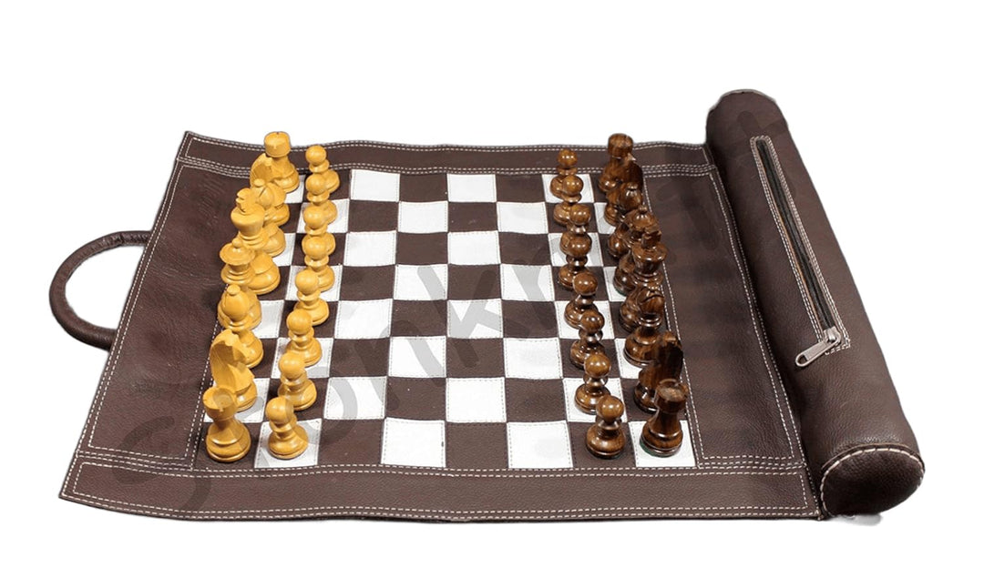 Stonkraft Schachbrett, 48,3 x 38,1 cm, Grösse 30,5 x 30,5 cm, echtes aufrollbares Leder-Schachspiel