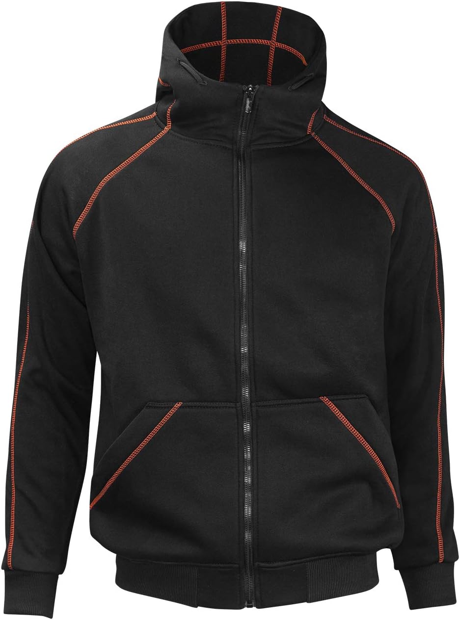 strongAnt Hoodie mit Reissverschluss für Herren warme Fleece Jacke mit Kapuze XS Schwarz / Orange, X
