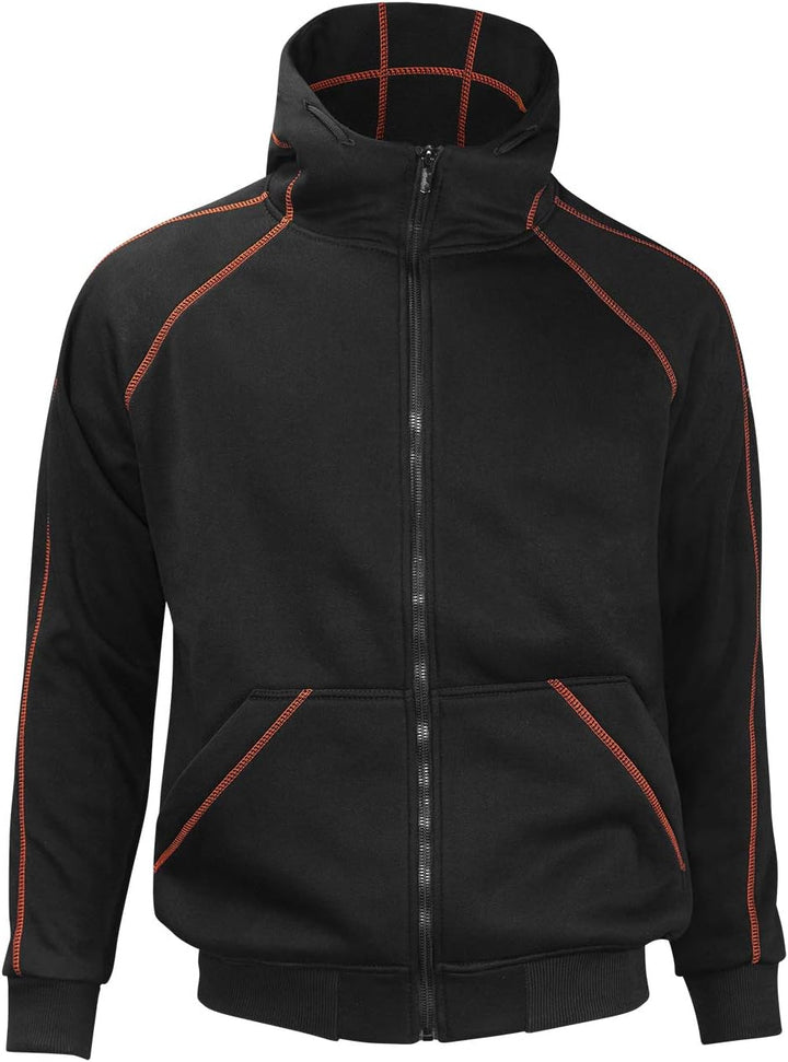 strongAnt Hoodie mit Reissverschluss für Herren warme Fleece Jacke mit Kapuze XS Schwarz / Orange, X