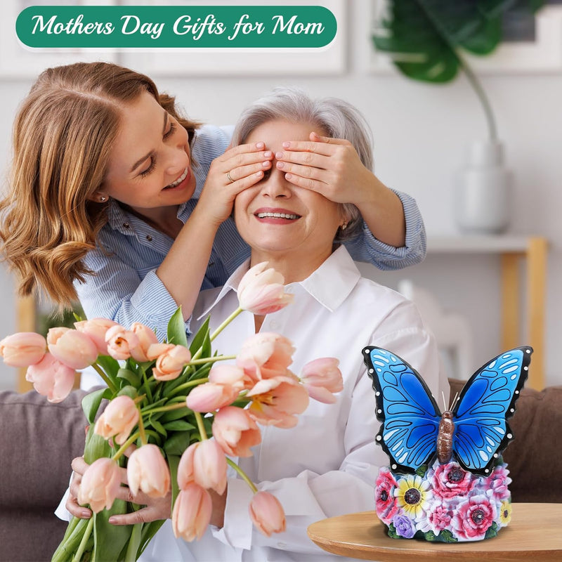 Linkax Geschenke für Frauen Mama Oma, Solar Gartenfiguren Schmetterling Gartendeko für Draussen, mit