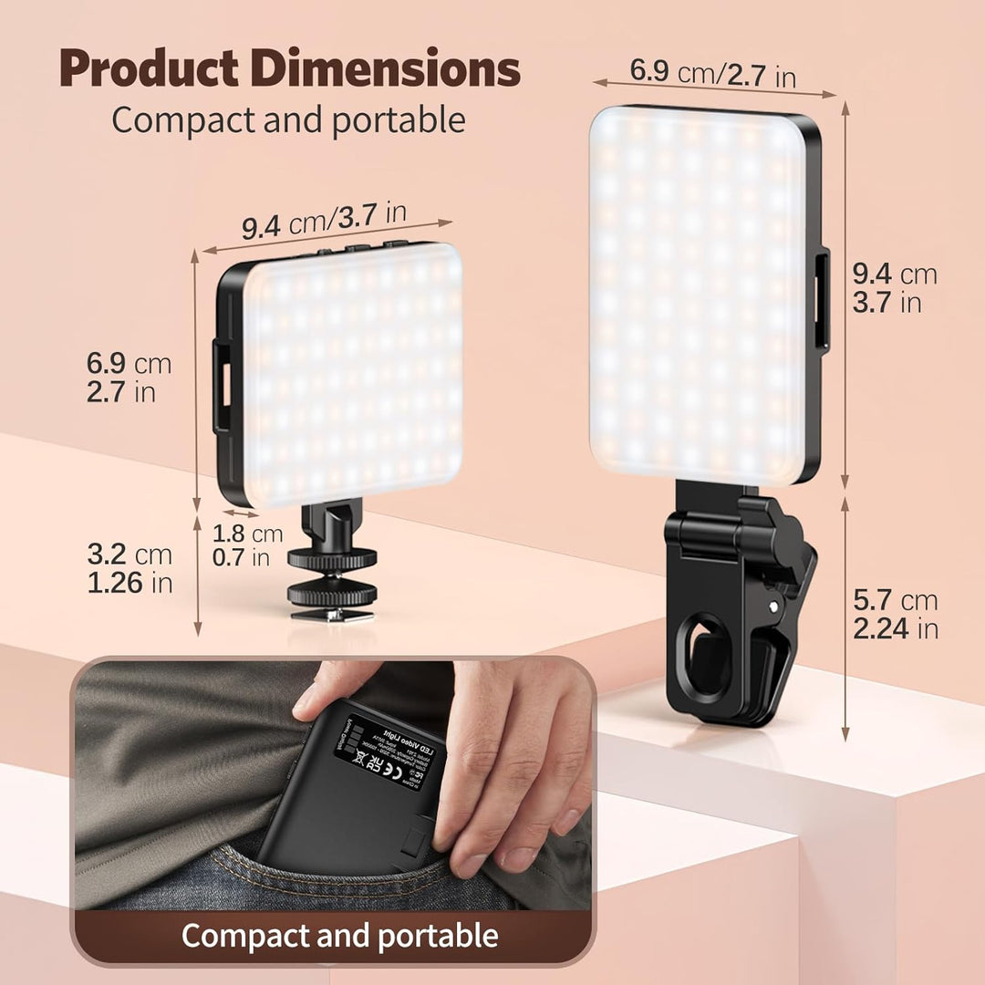 Selfie Licht Handy, 3000-10000K 3 Lichtmodi Handylicht, 2000Mah Eingebauten Akkus, CRI 95+, Selfie L