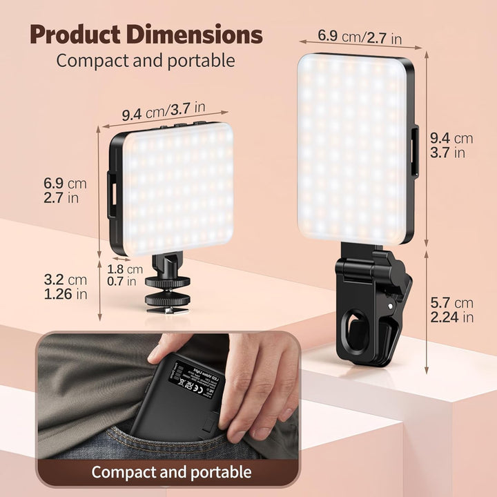 Selfie Licht Handy, 3000-10000K 3 Lichtmodi Handylicht, 2000Mah Eingebauten Akkus, CRI 95+, Selfie L