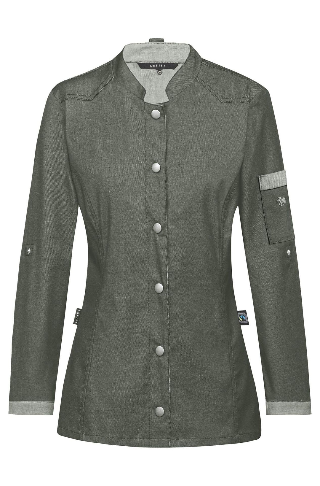 Greiff Gastro Moda Cuisine Damen Kochjacke Bikerstyle Regular Grün XS, Grün XS