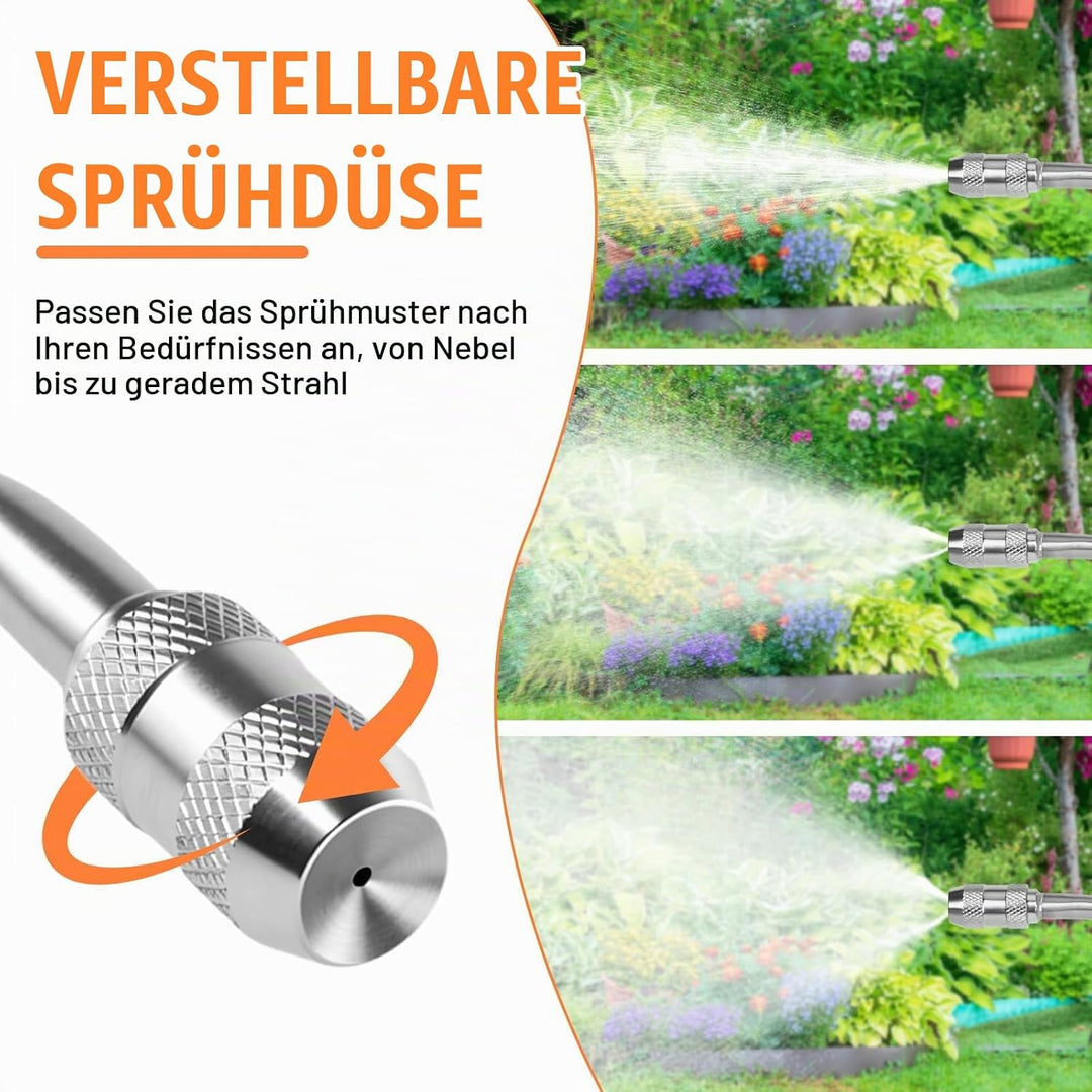 Sprühstab, 112CM Garten Giessstab Metall mit Einstellbarer Düse, 3/8 Zoll &amp; 1/4 Zoll Messing Barb Un