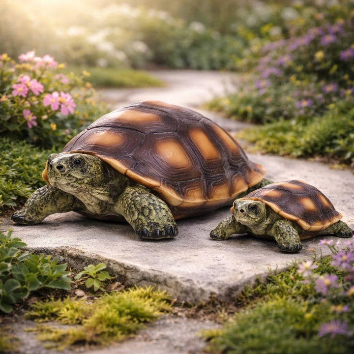 Gartenfigur Schildkröte Klein – Gartendeko aus Polyresin für Garten, Terasse und Balkon – frostbestä