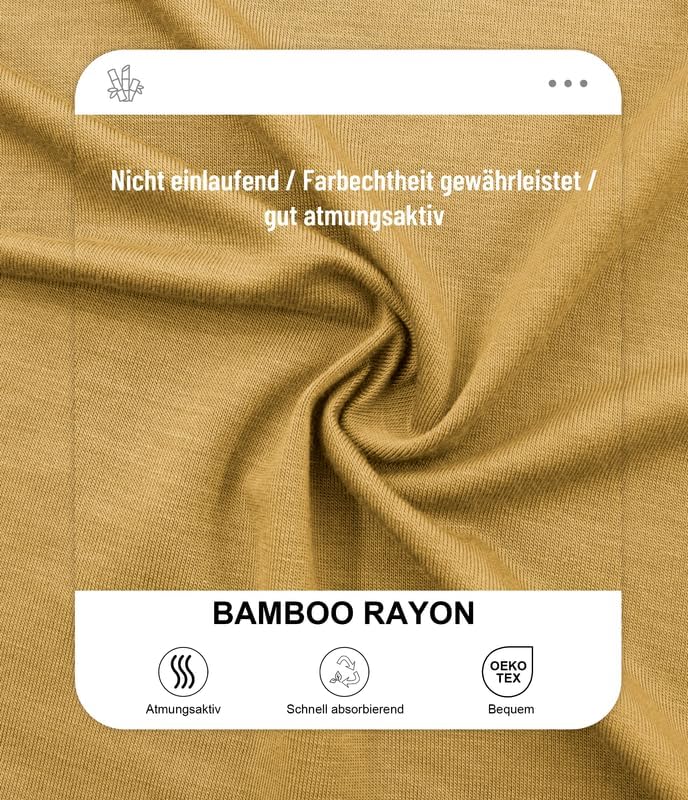 COLORFULLEAF 3/5er Pack Bambus T-Shirt Herren V Ausschnitt/Rundhals Stretch Unterhemd Männer Einfarb