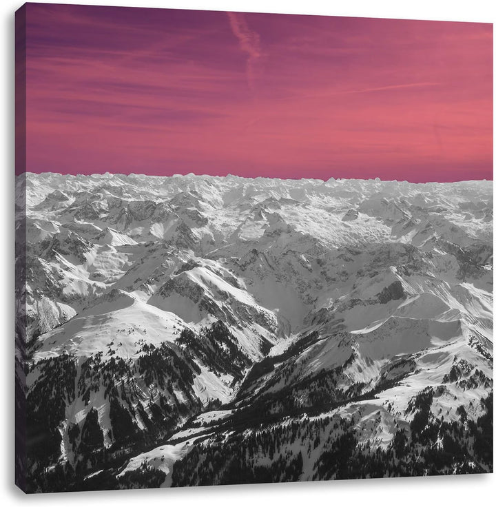 Pixxprint Alpen mit Schnee als Leinwandbild/Grösse: 70x70 cm/Wandbild/Kunstdruck/fertig bespannt, 70
