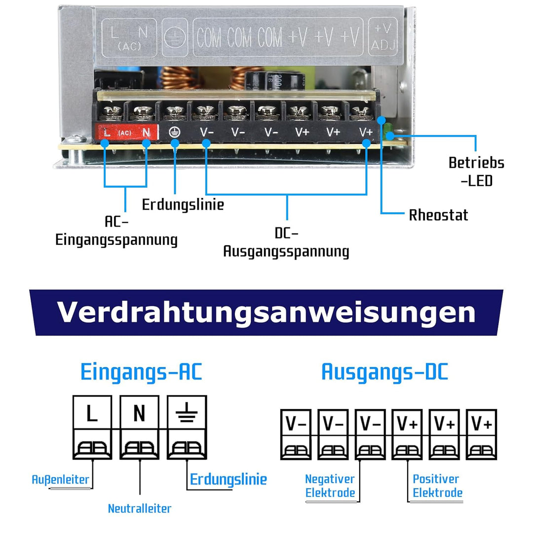 LightingWill Schaltnetzteil 12V 20A 240W Netzteil, LED Trafo Schaltwandler AC 230V auf DC 12 Volt, A